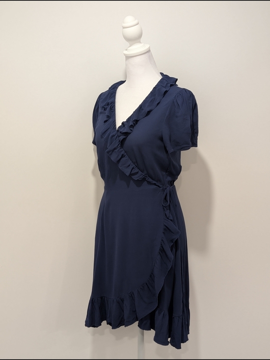 Aritzia Dresses & Skirts - Sunday Best Ruffle Wrap Mini Dress - Navy